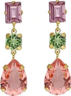 Victoria Cruz Bay A4892-MDT gold-plated dangle earrings with colored crystals