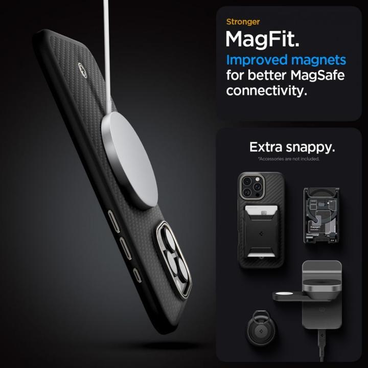 Produktbild Spigen Enzo Aramid Mag Magsafe Hülle für iPhone 16 Pro Max 6,9" schwarz/natur (Apple iPhone 16 Pro Max)