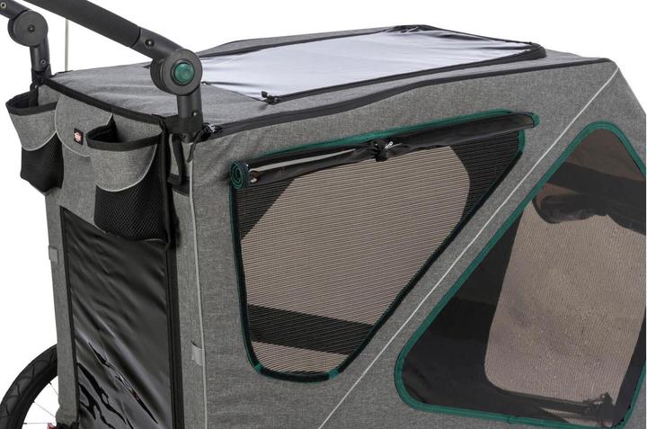 Actual product image Trixie Bicycle trailer L, 80×103×98/147 cm, grey/sage (Dog, Reflectors, Can be opened completely)
