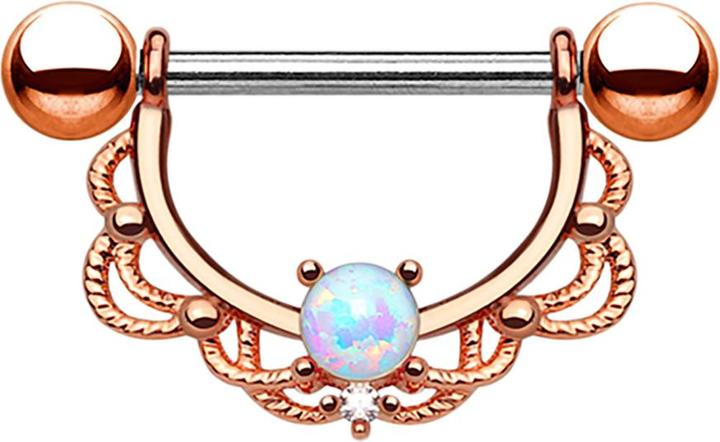 Produktbild Star Piercing Barbell Halbkranz rosegold mit Opal (ohne Messing, Chirurgenstahl 316L)