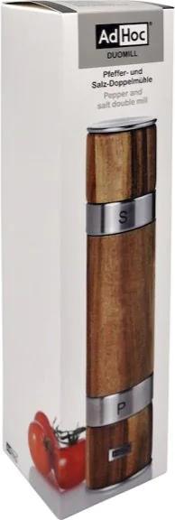 Image du produit AdHoc MP90 Moulin double DUOMILL, pour poivre et sel, meules en céramique, acier inoxydable/bois (Poivre, Sel)