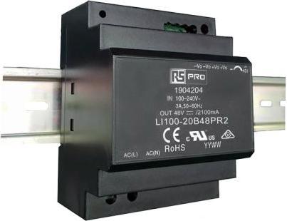 Produktbild Rs Pro DIN-Schienen Netzteil, 120  370 V dc, 85  264 V ac, 48V / 2.1A 100.8W Typ Spannungsversorgu