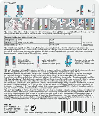 Actual product image tesa Adhesive nail for wallpaper & plaster, ideal for canvas & stretcher frames