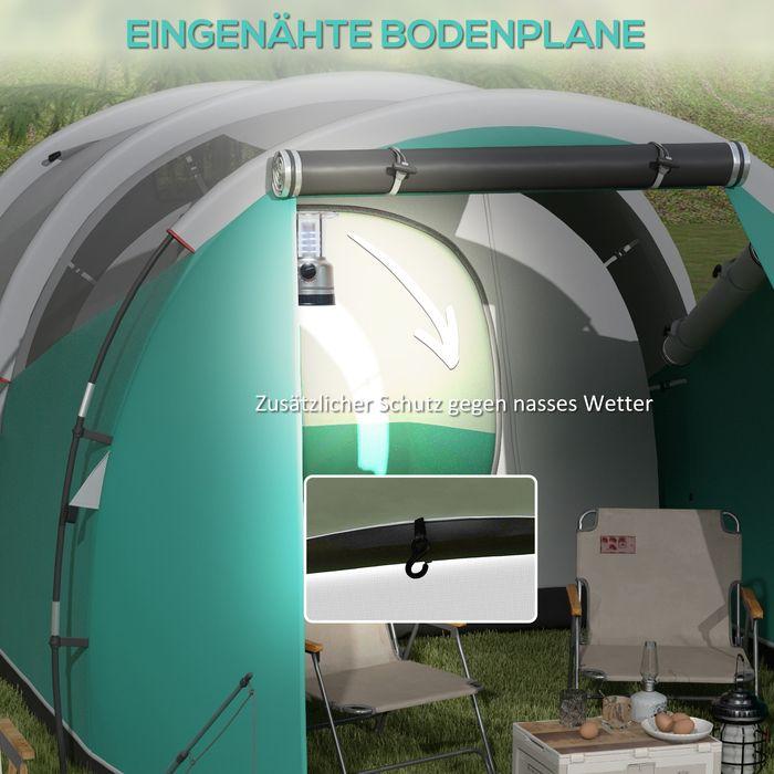 Produktbild Swisshandel24 Tunnelzelt Campingzelt 5 Personen Familienzelt 2 Räume Tragetasche 3000mm Gruppenzelt Grün (Tunnelzelt, 5 Personen)