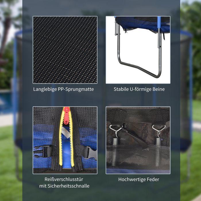 Produktbild Swisshandel24 Trampolin mit Sicherheitsnetz Gartentrampolin für Innen- und Aussenbereich Fitnesstrampolin Stahl Bl (305 cm)