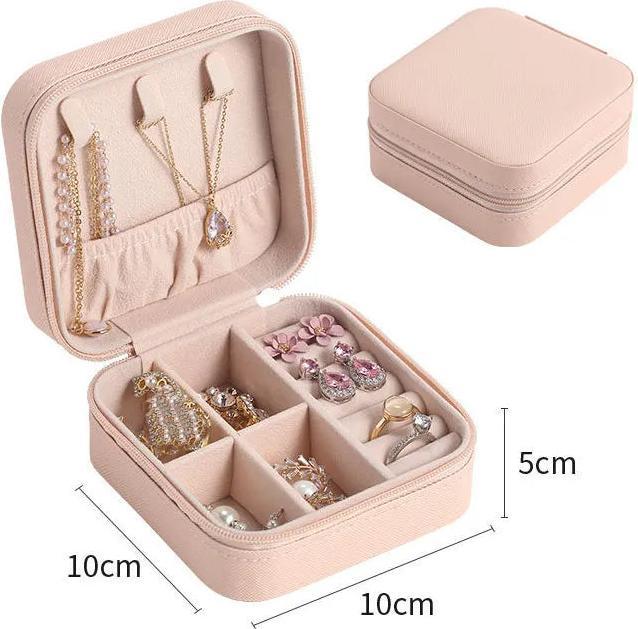 Produktbild Only-Bags.Store Tragbare Schmuckschatulle, Schmuck-Organizer, Reise-Schmuckkästchen, Aufbewahrungsbox aus Leder mit