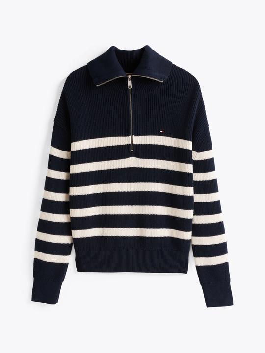Immagine prodotto Tommy Hilfiger Cardigan Dames Trui Gebreid Katoen - Blauw/Wit - Maat S (S)
