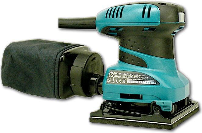 Immagine prodotto Makita BO4556K Levigatrice vibrante, 200 W, 114 x 140 mm, sacchetto di carta per la polvere, 14000 min-1 (Levigatrice orbitale, 200 W)