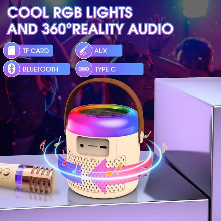 Actual product image Pmgud Karaoke Maschine für Kinder mit Mikrofon & LED-Licht