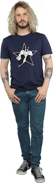 Actual product image Looney Tunes Mens Sylvester Mono Star T-Shirt (L)