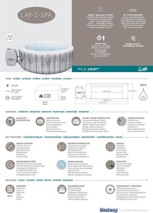 Actual product image Bestway Lay-Z-Spa® 71 x 26/1.80m x 66cm Fiji (4 pers.)