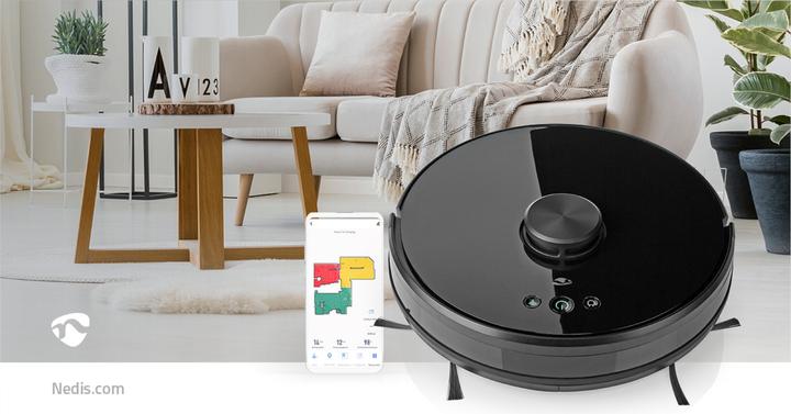 Produktbild Nedis WIFIVCL001CBK- Robotický Vysavač | Laserová navigace | Wi-Fi | Kapacita Sběrné Nádrže: 0.6 l (Saugwischroboter)