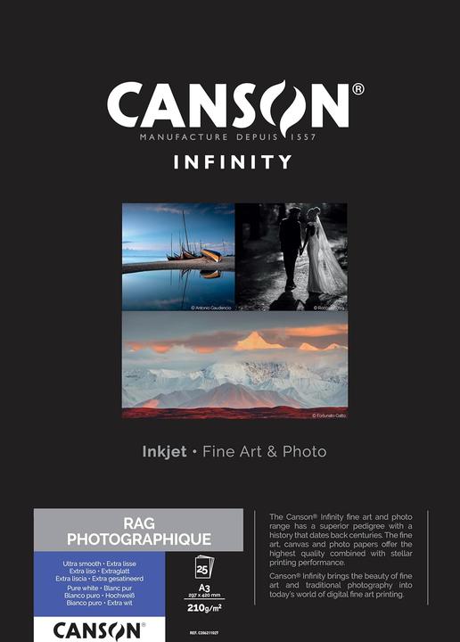 Image du produit Canson Papier photo INFINITY Rag Photographique, 210 g/qm, A3 (210 g/m², A3, 25 x)