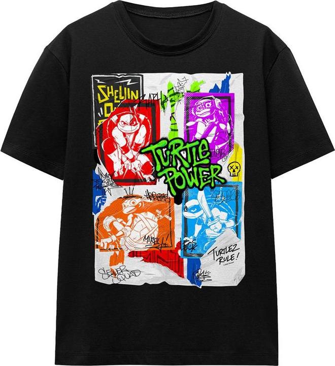 Actual product image Teenage Mutant NT Unisex Adult Lino Poster T-Shirt (M)