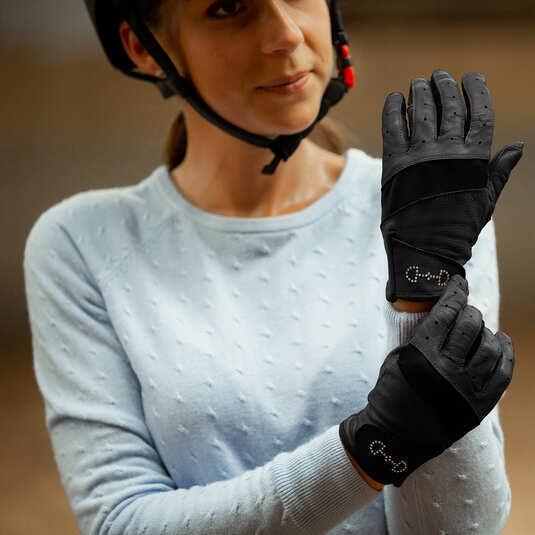 Actual product image Horze Leather and mesh riding gloves for women (9)