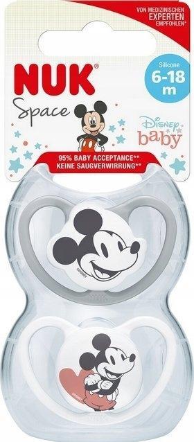 Actual product image NUK Disney Minnie Mouse Space silicone pacifier, 6-18 months, 2 pieces, gray & white (2 x, 6 - 18 M.)