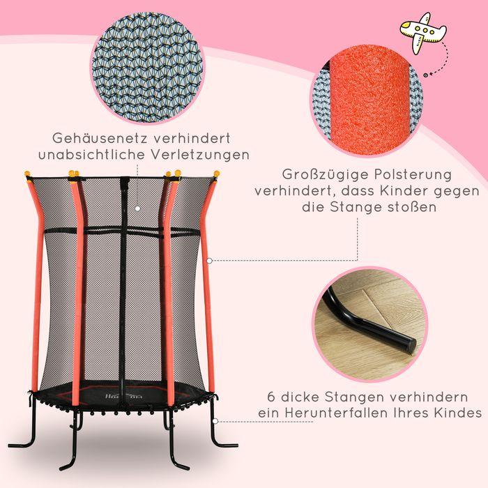 Produktbild Swisshandel24 Kinder Trampolin Ø163,5 cm, Indoor Trampolin, Kindertrampolin bis 50 kg Rot (163.50 cm)
