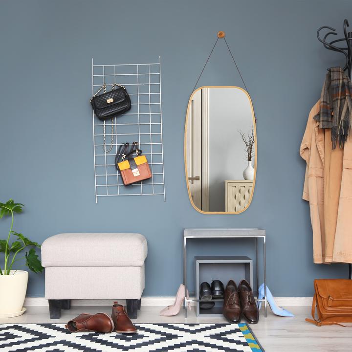 Actual product image Relaxdays Oval Hanging Mirror with Strap (43.5 x 1.5 x 76.5 cm)