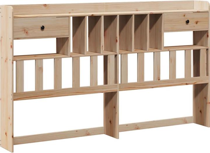 Produktbild VidaXL Massivholzbett Holzbett Bett Doppelbett mit Regal ohne Matratze 200x200cm (200 x 200 cm)