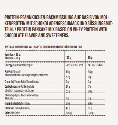 Valori nutrizionali e ingredienti GoFitness Mix per pancake proteico (Vaniglia, Cioccolato, 1 pz., 450 g)