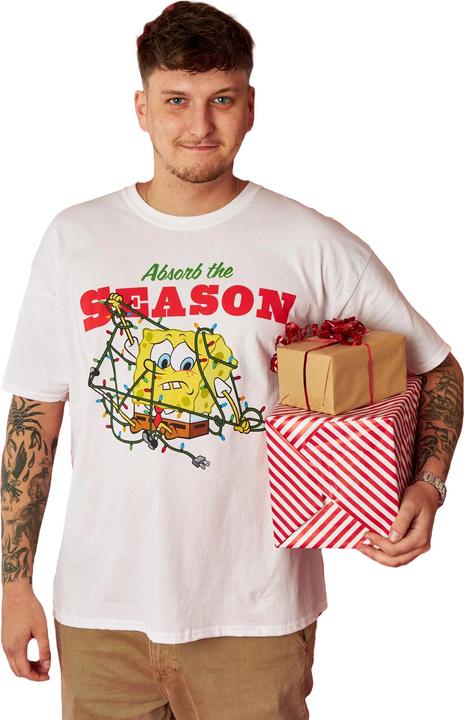Immagine prodotto Spongebob Squarepants Absorb The Season Maglietta Natale Uomo (3XL)