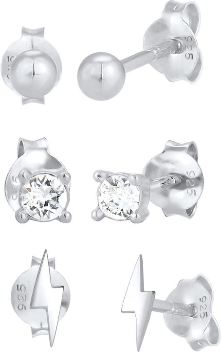 Elli Blitz, Kristall Ohrstecker, Kugel (Glaskristall, 925er Sterling Silber)