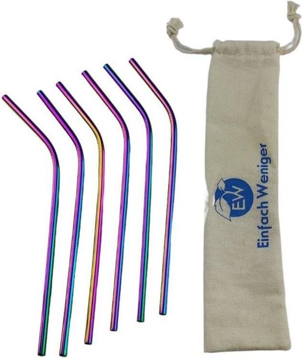 Actual product image Einfach Weniger Set of 6 Metal Straws Bent (Rose Gold) (6 x)