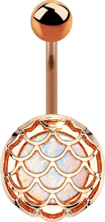 Produktbild Star Piercing Banane rosegold Opal glitter mit Fischschuppen (Messing, Chirurgenstahl 316L)