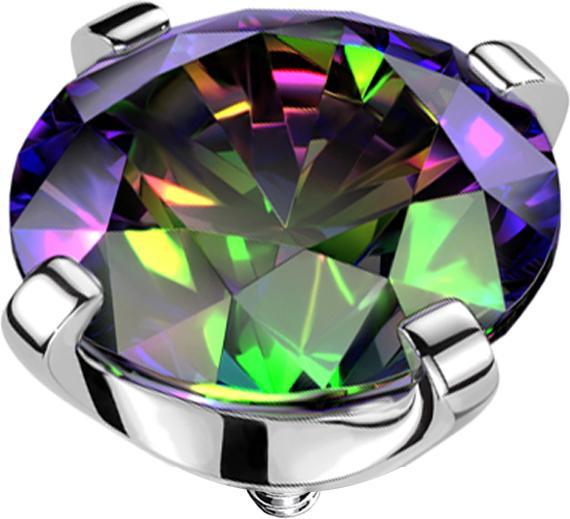 Produktbild Star Piercing Dermal Anchor silber Kristall dunkel multicolor gefasst (ohne Messing, Titan G23)