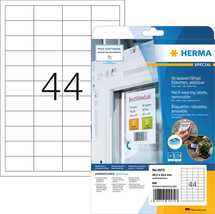 Image du produit HERMA Étiquettes résistantes aux intempéries A4 amovibles