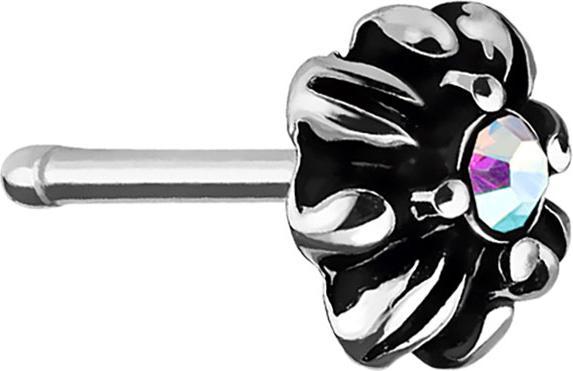 Actual product image Star Piercing Nasenstecker gerade silber Tribal Kreuz mit Kristall farbig (Surgical steel 316L, Brass)