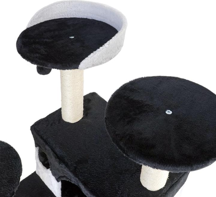 Actual product image Wiltec Cat Tree Black-white 130cm Scratching Post Climbing Tree Cats Play (130 cm, Black, White)