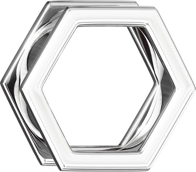 Actual product image Star Piercing Flesh Tunnel silver Hexagon (without brass, Surgical steel 316L)
