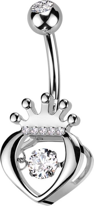 Produktbild Star Piercing Banane silber mit Kugel silber Kristall silber und Krone Kristalle silber (Chirurgenstahl 316L, Messing)