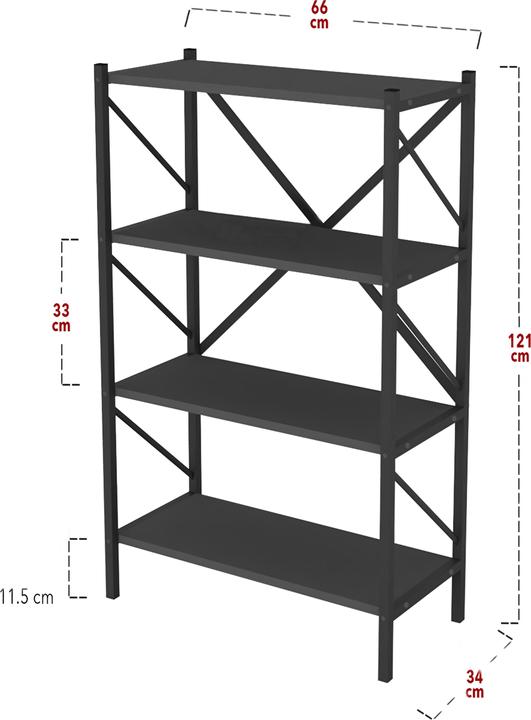 Immagine prodotto VCM Legno Metallo Scaffale Portaoggetti Libreria Libri Decorativi Scaffale Portaoggetti Insasi 4 (66 x 34 x 121 cm)