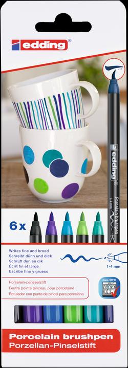 Actual product image Edding Porcelain Pens Cool Colours Set of 6. (Multicoloured, 4 mm, 6 x)