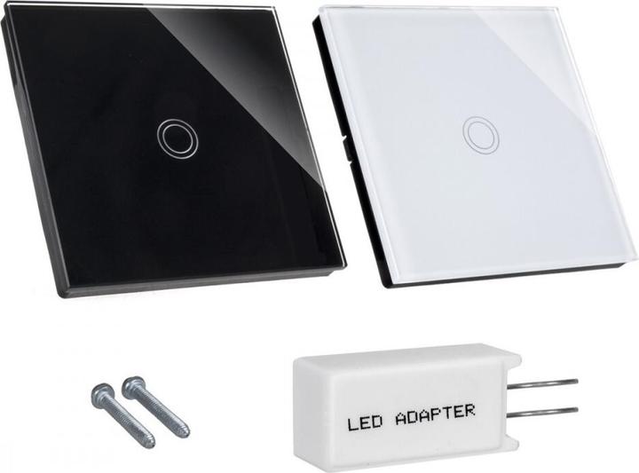 Produktbild Maclean TouchLichtschalter, doppelt, Glas, weiss mit quadratischem Knopf Energy