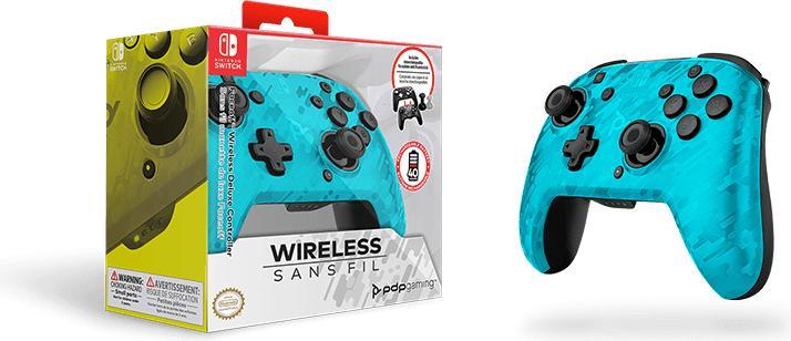 Produktbild PDP Faceoff Wireless Deluxe Controller - Neon Blue Camo (Switch)