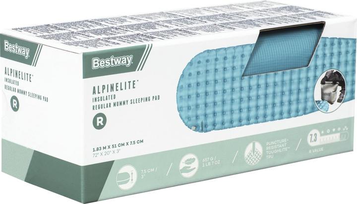 Actual product image Bestway AlpineLite™ inflatable single sleeping pad for mummy sleeping bags 183 x 51 x 7.5 cm