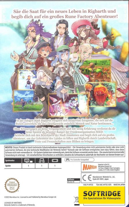 Image du produit Wild River Games Rune Factory 5 (Switch, DE)