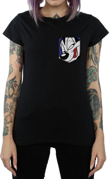 Produktbild Looney Tunes Pepe Le Pew Face Faux Pocket TShirt (S)