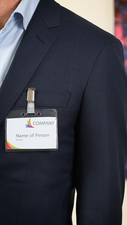 Actual product image Europel Name tag, open at the top, with clip, 60 x 90 mm