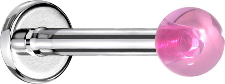 Produktbild Star Piercing Labret silber mit Kugel pink "Glow" (Acryl, ohne Messing, Chirurgenstahl 316L)