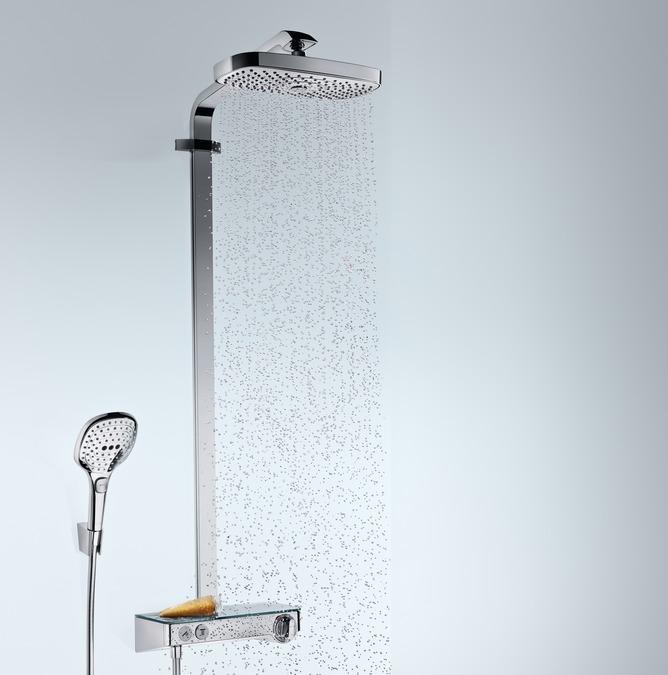 Actual product image hansgrohe Raindance Select E 300 2jet ShowerTablet Showerpipe chrome : Color - White/Chrome