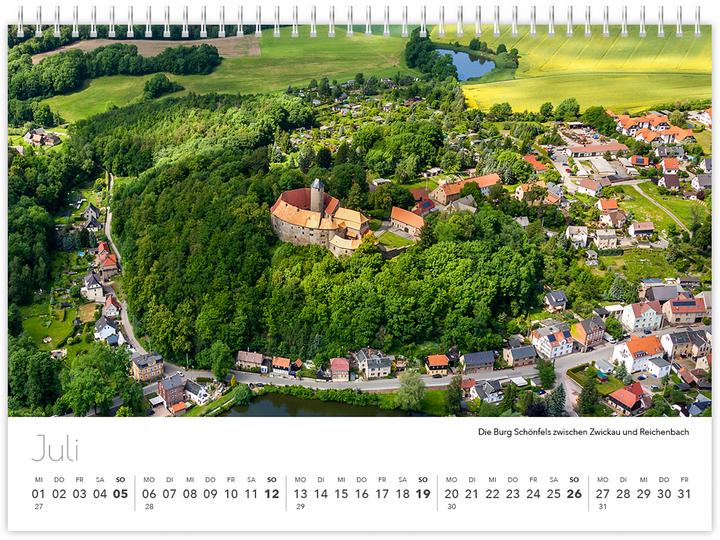 Produktbild Kalender Sachsen von oben kompakt 2026 (21 x 15 cm, Kein Einband, Deutsch)