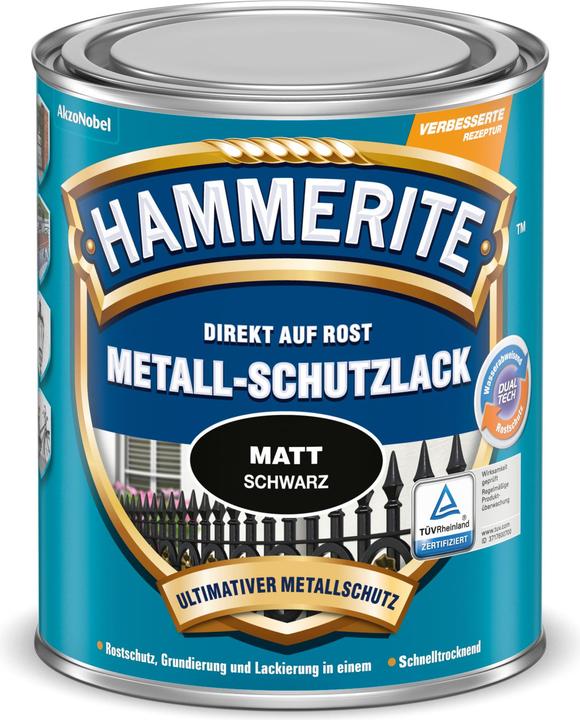 Hammerite Laque protectrice pour métaux (750 ml, Noir mat)