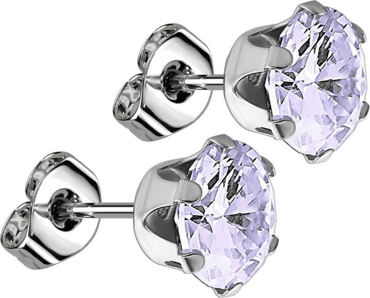 Actual product image Star Piercing Stud earrings with round crystal lavender (Surgical steel 316L, without brass)