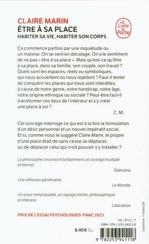Immagine prodotto Etre à sa place : habiter sa vie, habiter son corps (Francese, Marin Claire, 2023)