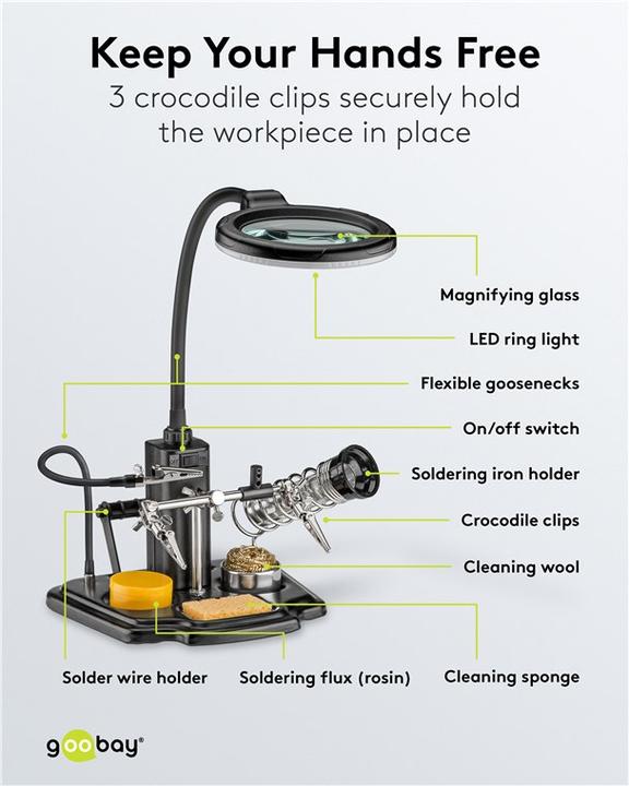 Produktbild Goobay Löthilfe mit LED-Leuchte (Stütze/Hand)
