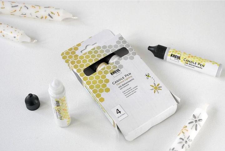 Actual product image Kreul Candle Pen Set of 4, Wax Colour (Gold, Silver, Glitter gold, Glitter Silver, 116 ml)